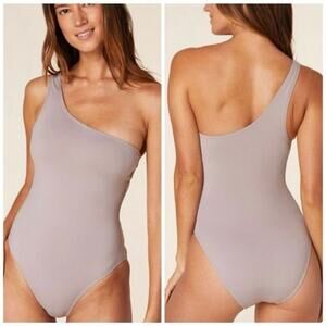 Andie Swim Nantucket One Piece One Shoulder Swimsuit in Stone Gray Size XXXL